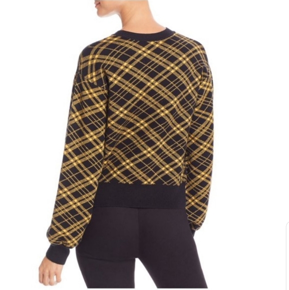 AQUA Balloon Sleeve Plaid Sweater - Picture 2 of 7